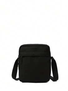 時尚商務信封印花小型斜背袋,斜背袋方袋多功能,可調節肩帶大容量超大尺寸假期生活必需品辦公室用品,簡約時尚商務爸爸禮物,丈夫禮物,男友聖誕禮物,情人節禮物男士禮品,單肩袋側肩袋方袋學生書包夏季男友禮物 - 黑色 - 查看 3