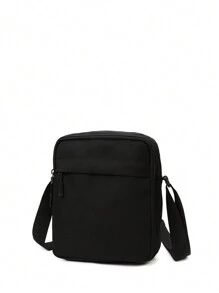 時尚商務信封印花小型斜背袋,斜背袋方袋多功能,可調節肩帶大容量超大尺寸假期生活必需品辦公室用品,簡約時尚商務爸爸禮物,丈夫禮物,男友聖誕禮物,情人節禮物男士禮品,單肩袋側肩袋方袋學生書包夏季男友禮物 - 黑色 - 查看 2