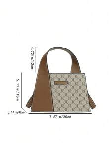 女士時尚花紋印花手提包 - 灰色 - 查看 7