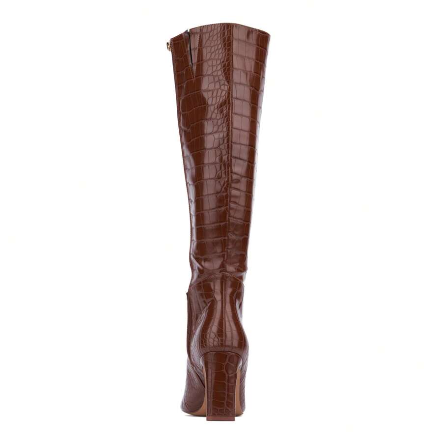 New York & Company Women's Isabelle Crocodile Embossed KneeHigh Boots