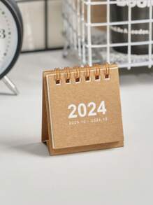 1 件簡約 2024 年迷你台歷 - 棕色 - 查看 2