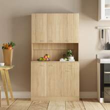 QQD 71" Pantry Cabinets With Hutch Tall Kitchen Pantry Storage Cabinet Sideboard Buffet Cabinet With 6 Doors, Large Countertop, Adjustable Shelf, Kitchen Dining Room Sideboard