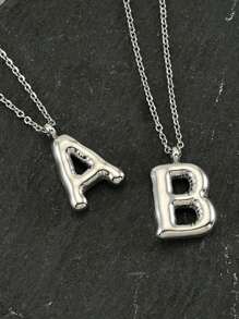 1件時尚泡泡字首字母氣球吊墜項鍊,女士個性化禮物