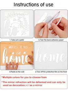 34pcs Heart & Letter Design Mirror Wall Sticker, Decorative Self Adhesive Wall Mirror For Home Decor - Silver - View 2