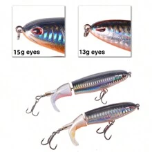 黑色釣魚誘餌,水面拖曳誘餌,鉛筆誘餌,堅硬塑料餌,仿真/假餌 - 黑色 - 查看 3