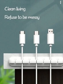 1 Miếng Bộ tổ chức cáp dữ liệu , Bàn Cable Sự quản lý Hệ thống , Sạc điện thoại Giá đỡ , Tai nghe Dây điện Móc treo đồ - trắng - Xem 3