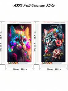 2 件/套 Diy 5d 全鑽動物馬賽克畫裝飾鑽石畫無框 - 彩色 - 查看 3