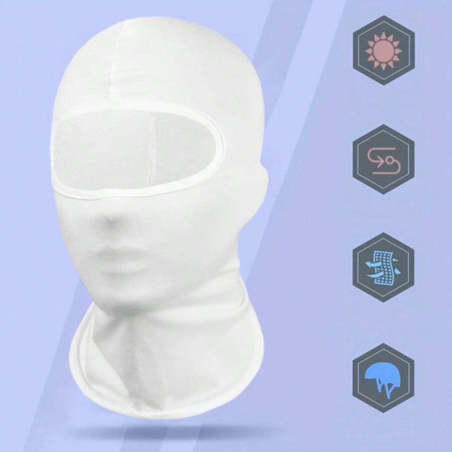 1 Pieza De Mascarilla Facial De Ciclismo Al Aire Libre De Poliéster Blanco - Blanco - Ver 1