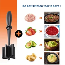 1入/個黑色5葉切碎機,適用於肉類、馬鈴薯、沙拉、番茄。可用作叉子、攪拌機、打蛋器、搗碎器和切片器 - 黑色 - 查看 2