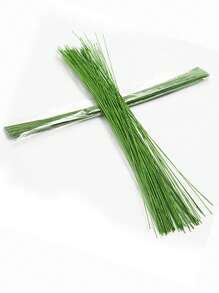 100pcs 0.55mm*36cm Paper Wrapped Iron Wire, Floral Stem Wire, Florist Wire, Flower Wrapping, Simulation Flower Stem Material Diy - Green - View 4