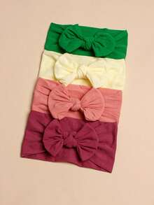 4pcs Candy Colored Nylon Bowknot Baby Headbands - Multicolor - View 2
