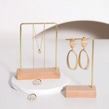 木制耳環耳墜首飾支架,拍照道具擺件,ins風格項鍊耳環首飾攝影裝飾展示攝影背景 - 金黃色 - 查看 11