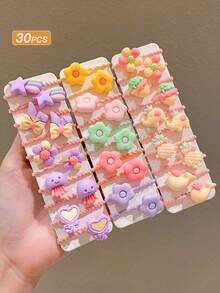 30 件裝女式彩色甜美可愛螺旋髮帶 - 彩色 - 查看 1