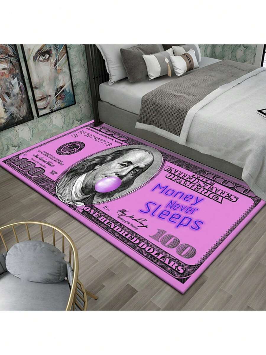 1pc 50 100 Dollar, 50 100 200 500 Pound Coin Creative Sofa Blanket, Coffee Table Mat, Suitable For Kitchen, Bedroom, Living Room, Multiple Sizes, Blue, Pink, Black, Gray, Yellow, High-End Printed Washable Carpet, Bedroom Decor, Room Decor, Small Rug, Blanket, Outdoor Mat, Garden Mat, Living Room Carpet, Plush Carpet, Thickened Carpet, Thick Carpet, Fluffy Carpet, Thickened Carpet, Fleece Carpet, Autumn/Winter Carpet, Thickened/Plush - 粉色 - 查看 1