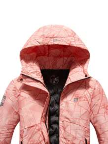 女款戶外滑雪外套秋冬寬鬆防風防水休閒運動外套 - 粉色 - 查看 3