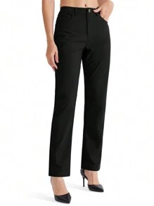 Quần tây nữ 29" Co giãn ống đứng Quần dài công sở Quần chơi golf thường ngày cho du lịch Nhẹ - màu đen - Xem 1