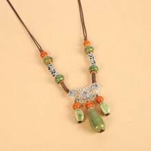 1 件獨特異國風格頭帶,陶瓷水滴形額頭吊墜,女士古代風格頭帶項鍊 - 綠色 - 查看 6