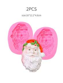 1 件圣诞帽和圣诞老人形状硅胶模具，适用于饼干、巧克力、软糖蛋糕装饰工具 - 粉色 - 查看 6