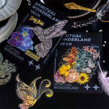 10pcs Vintage Butterfly Bird Fish Decorative Laser Sticker Flower Feather Scrapbooking Material Label Diary Junk Journal Planner - Multicolor - View 8