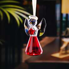 Crystal Guardian Angel Figurine, Glass Guardian Angel Statue Gifts For Women, Art Collectible Figurines Home Decor - Kırmızı - Görünüm 3