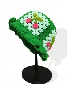 1 szt Ręcznie robione na szydełku Kapelusz Boho - Zielony - Zobacz 1