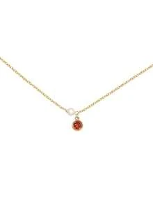 1入組女性天然珠寶石石榴紅鋯石項鍊,925銀金箔,精緻優雅,適用於節日和日常佩戴