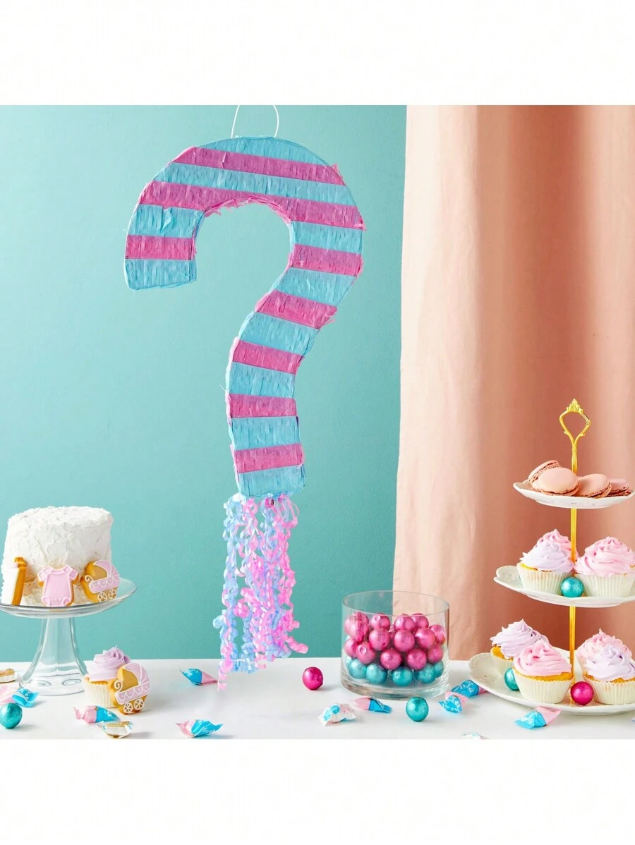 Pull String Gender Reveal Question Mark Pinata, Boy Or Girl Baby Shower