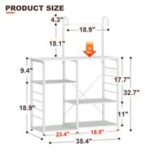 DlandHome 4-Tier Kitchen Baker's Rack Utility Microwave Stand With 5 Hooks, Metal Storage Shelves, White - 白色的 - 查看 3