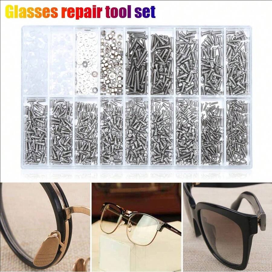 1000 Pcs Spectacles Sunglasses Glasses Repair Screw NutAssorted Kit Used For Fixing Glasses - Silver - View 1