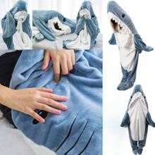 Adults' Wearable Shark Blanket - Dusty Blue - View 5