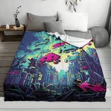 1入組柔軟的遊戲圖案數字印花法蘭絨毯,柔軟溫暖的毯子,適合送給男孩、兒子、孫子、兄弟,可作為家居休閒、空調、午睡毯、感恩節禮物,聖誕節禮物 - 彩色 - 查看 4