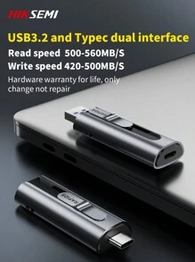 Hiksemi- 1入組512gb/1tb Usb 3.2閃存驅動器,帶有type-c雙端口,可攜式拇指驅動器,讀取速度為560mb/s,適用於pc /電腦/筆記本電腦/數據存儲