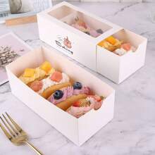 QIYINGFA 5 Cajas De Empaque De Pastel Con Ventana Transparente, Caja De Papel De Empaque De Sándwich De Mousse De Postre, Caja De Regalo - Multicolor - Ver 5