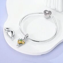 1枚14k鍍金精巧的立體鑽石太陽花,蝴蝶,蜻蜓,貓,瓢蟲形式的銀吊墜,適用於自製手鍊/項鍊製作 - 向日葵 C183 - 查看 7