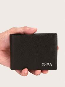 短式對摺錢包,對比色設計,用pu材質製作,適用於商務和休閒,可放置卡片、和紙鈔 - 棕色 - 查看 7