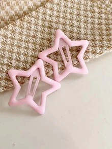 5pcs/set Colorful Drop Oil Frosted Five-pointed Star Hair Clips Side Hairpins Bb Clips - Multicolor - View 4