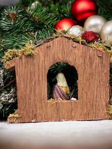 Presépio Natalino Decorativo Enfeite em Resina e MDF p/ Natal Decoração