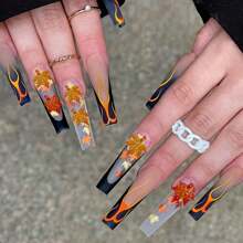 20入組/套2色調秋季楓葉圖案美甲裝飾,感恩節樹脂美甲飾品,夜光美甲裝飾,適用於女性diy指甲或手機殼