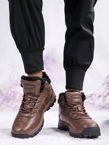 Dày lên Ấm áp Cao-top Ngoài trời Giày ống Cho nam giới Giày đi bộ Không thấm nước Chống trượt Bốt Tuyết - màu nâu - Xem 4