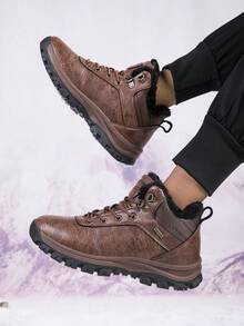 Dày lên Ấm áp Cao-top Ngoài trời Giày ống Cho nam giới Giày đi bộ Không thấm nước Chống trượt Bốt Tuyết - màu nâu - Xem 2