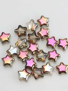 50pcs/Pack 8mm Center Hole Electroplated Glass Pentagram Beads, DIY Jewelry Accessories For Necklace, Bracelet, Earrings