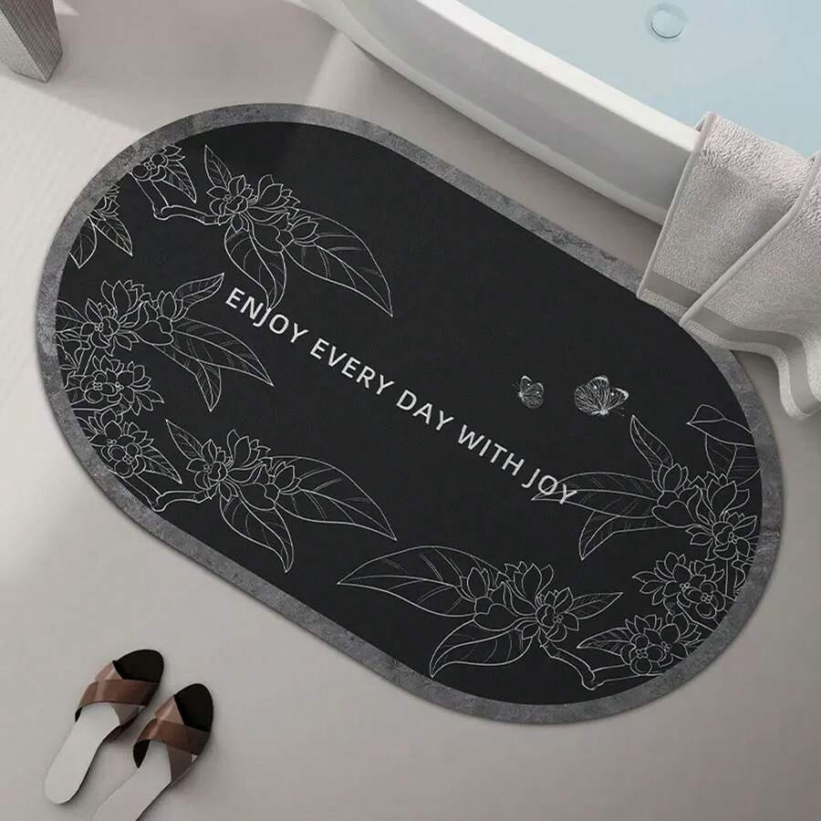 1pc Simple Bathroom Floor Mat Made Of Diatomaceous Earth, Nonslip