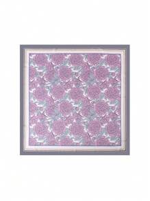 1條女士仿真絲斜紋印花時尚百搭絲巾方巾包頭巾髮飾裝飾圍巾戶外沙灘巾日常穿搭絲巾