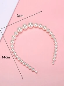 1個手工製作白色珍珠綁帶頭饰,適用於婚禮、攝影、派對和日常打扮