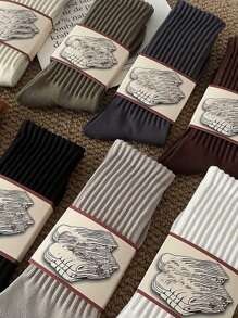 4對流行長筒中性襪,男女通用尺碼35-43 戀人襪 2對黑色 2對淺灰色 - 彩色 - 查看 1