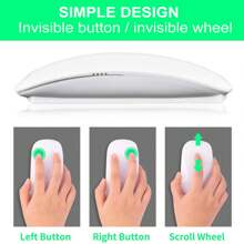 ATTACK SHARK AM823 2.4GHz 无线触控鼠标组合，3 键，1200 DPI，超薄智能节能光学鼠标，适用于笔记本电脑 - 白色 - 查看 3