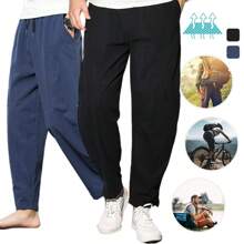 Pantalón De Manta Para Hombre Playa Descanso Yoga - Negro - Ver 1