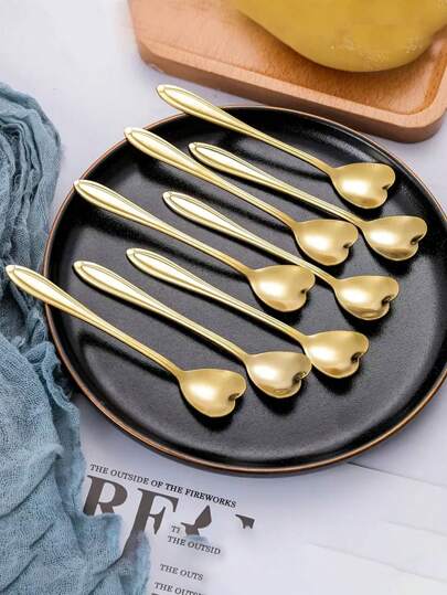 8 pièces-16 pièces Cuillères à café de luxe, cuillères à dessert mignonnes en forme de cœur, cuillères à crème, cadeaux créatifs