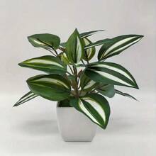 1 套 4 株白色盆栽小型人造植物，包括盆栽、塑料迷你人造植物，适合室内使用、办公桌、浴室、卧室绿色装饰、书桌装饰、情人节、礼物 - 綠色 - 查看 4