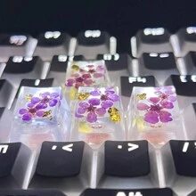 4pcs Purple Translucent & Anti-scratch Abs Resin Flower Pattern Keycaps For Mechanical Keyboard - Purple - View 2